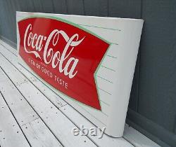 Vintage Coca-Cola Porcelain Fishtail Sled Soda Sign 68x24 Country/ General Store