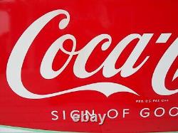 Vintage Coca-Cola Porcelain Fishtail Sled Soda Sign 68x24 Country/ General Store