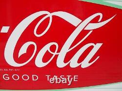 Vintage Coca-Cola Porcelain Fishtail Sled Soda Sign 68x24 Country/ General Store