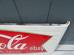 Vintage Coca-Cola Porcelain Fishtail Sled Soda Sign 68x24 Country/ General Store