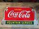 Vintage Coca Cola Porcelain Fountain Service Sign 1941