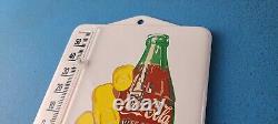 Vintage Coca Cola Porcelain Gas Soda Bottle Hand Refresh Ad Sign Thermometer