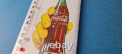 Vintage Coca Cola Porcelain Gas Soda Bottle Hand Refresh Ad Sign Thermometer