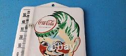 Vintage Coca Cola Porcelain Gas Soda Bottle Soda Refresh Ad Sign Thermometer