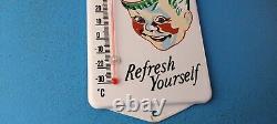 Vintage Coca Cola Porcelain Gas Soda Bottle Soda Refresh Ad Sign Thermometer