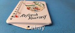 Vintage Coca Cola Porcelain Gas Soda Bottle Soda Refresh Ad Sign Thermometer