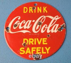 Vintage Coca Cola Porcelain Glass Bottles Gas Soda Beverage Service Station Sign