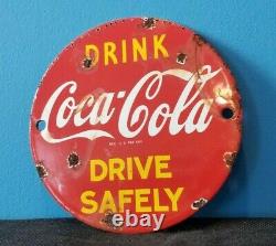 Vintage Coca Cola Porcelain Glass Bottles Gas Soda Beverage Service Station Sign