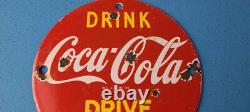 Vintage Coca Cola Porcelain Glass Bottles Gas Soda Beverage Service Station Sign
