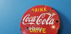 Vintage Coca Cola Porcelain Glass Bottles Gas Soda Beverage Service Station Sign