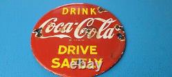 Vintage Coca Cola Porcelain Glass Bottles Gas Soda Beverage Service Station Sign
