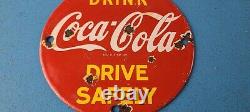 Vintage Coca Cola Porcelain Glass Bottles Gas Soda Beverage Service Station Sign