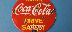 Vintage Coca Cola Porcelain Glass Bottles Gas Soda Beverage Service Station Sign