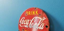 Vintage Coca Cola Porcelain Glass Bottles Gas Soda Beverage Service Station Sign