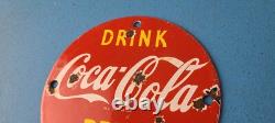 Vintage Coca Cola Porcelain Glass Bottles Gas Soda Beverage Service Station Sign