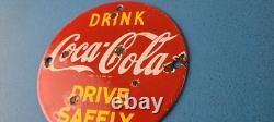 Vintage Coca Cola Porcelain Glass Bottles Gas Soda Beverage Service Station Sign