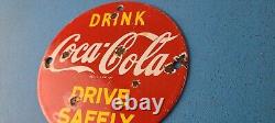 Vintage Coca Cola Porcelain Glass Bottles Gas Soda Beverage Service Station Sign