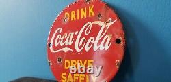 Vintage Coca Cola Porcelain Glass Bottles Gas Soda Beverage Service Station Sign