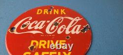 Vintage Coca Cola Porcelain Glass Bottles Gas Soda Beverage Service Station Sign