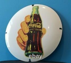 Vintage Coca Cola Porcelain Glass Bottles Soda Convex Dome Button Service Sign