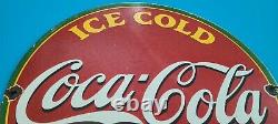 Vintage Coca Cola Porcelain Ice Cold Gas Soda Bottles General Store Pump Sign