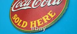 Vintage Coca Cola Porcelain Ice Cold Gas Soda Bottles General Store Pump Sign