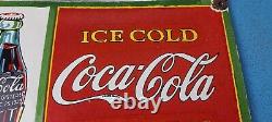 Vintage Coca Cola Porcelain Ice Cold Soda Bottles General Store Gas Coke Sign