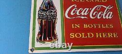 Vintage Coca Cola Porcelain Ice Cold Soda Bottles General Store Gas Coke Sign