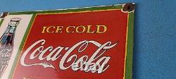Vintage Coca Cola Porcelain Ice Cold Soda Bottles General Store Gas Coke Sign