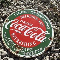 Vintage Coca Cola Porcelain Metal Coke Soda Pop Store Fountain Drink 12 Sign