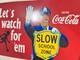 Vintage Coca Cola Porcelain Metal Sign Slow School Zone Officer Enamel 20 x 13