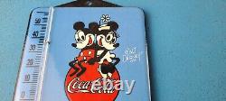 Vintage Coca Cola Porcelain Mickey Soda Bottle Soda Refresh Ad Sign Thermometer