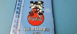 Vintage Coca Cola Porcelain Mickey Soda Bottle Soda Refresh Ad Sign Thermometer