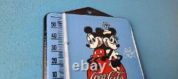 Vintage Coca Cola Porcelain Mickey Soda Bottle Soda Refresh Ad Sign Thermometer