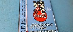 Vintage Coca Cola Porcelain Mickey Soda Bottle Soda Refresh Ad Sign Thermometer
