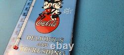 Vintage Coca Cola Porcelain Mickey Soda Bottle Soda Refresh Ad Sign Thermometer