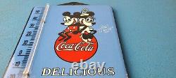Vintage Coca Cola Porcelain Mickey Soda Bottle Soda Refresh Ad Sign Thermometer