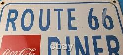 Vintage Coca Cola Porcelain Route 66 Diner Service Station Gas Pump Sign