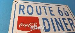 Vintage Coca Cola Porcelain Route 66 Diner Service Station Gas Pump Sign