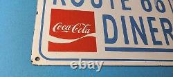 Vintage Coca Cola Porcelain Route 66 Diner Service Station Gas Pump Sign