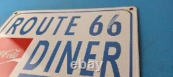 Vintage Coca Cola Porcelain Route 66 Diner Service Station Gas Pump Sign