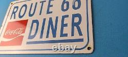 Vintage Coca Cola Porcelain Route 66 Diner Service Station Gas Pump Sign