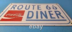 Vintage Coca Cola Porcelain Route 66 Diner Service Station Gas Pump Sign