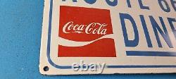 Vintage Coca Cola Porcelain Route 66 Gas Beverage Service Station Diner Sign