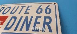 Vintage Coca Cola Porcelain Route 66 Gas Beverage Service Station Diner Sign