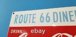 Vintage Coca Cola Porcelain Route 66 Gas Beverage Service Station Sign