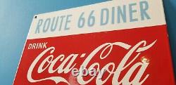 Vintage Coca Cola Porcelain Route 66 Gas Beverage Service Station Sign