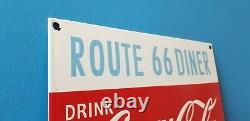 Vintage Coca Cola Porcelain Route 66 Gas Beverage Service Station Sign