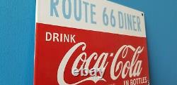 Vintage Coca Cola Porcelain Route 66 Gas Beverage Service Station Sign