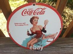 Vintage Coca Cola Porcelain Sign 12 Soda Cola Sign Gas Station Sign